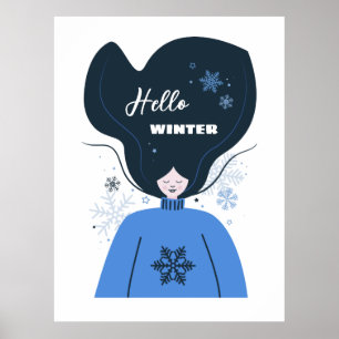Poster Linda menina Olá Winter