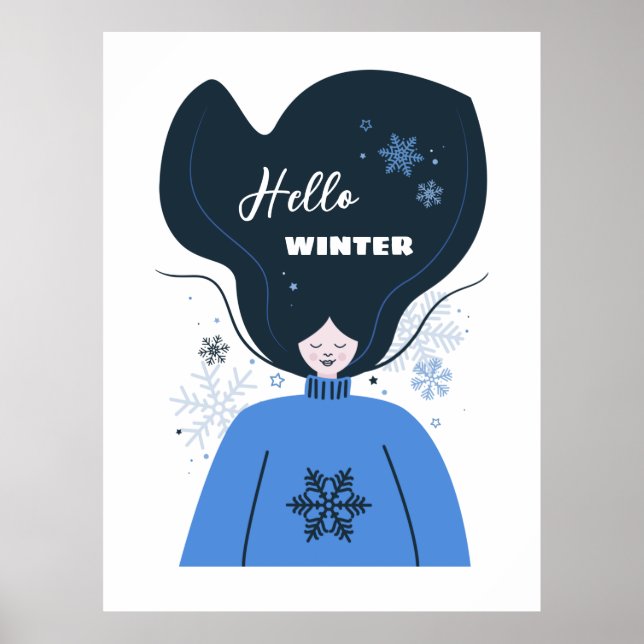 Poster Linda menina Olá Winter (Frente)