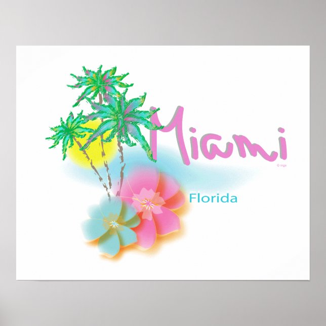 Póster Linda Miami, Flórida, Palmas (Frente)