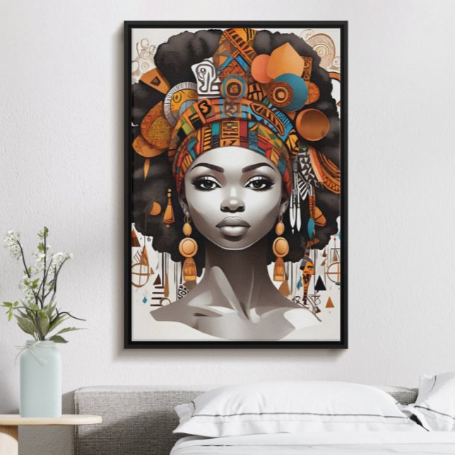 Poster Linda mulher africana nos chapéus tradicionais (Criador carregado)