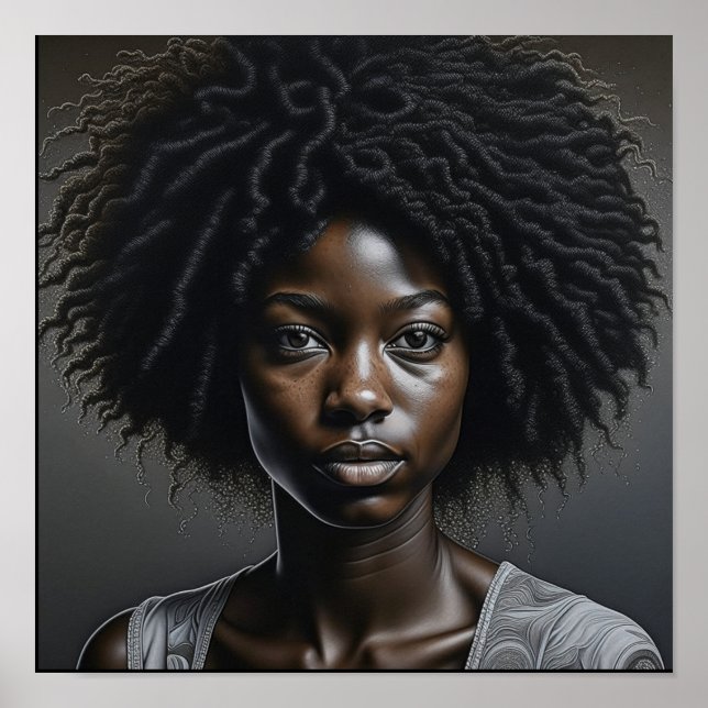 Poster Linda mulher afro-americana Ai Art (Frente)