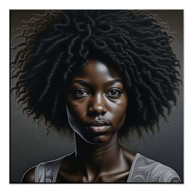 Póster Linda mulher afro-americana Ai Art (Frente)