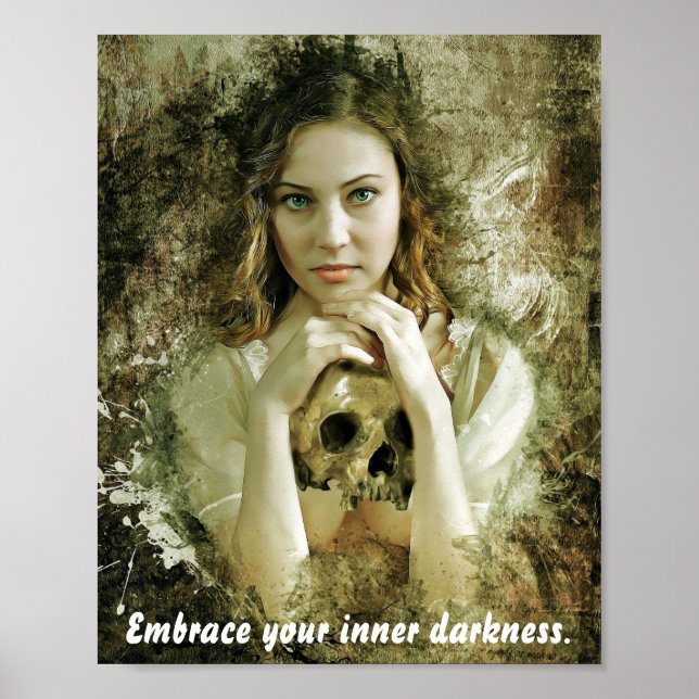 Poster Linda mulher com crânio (Frente)