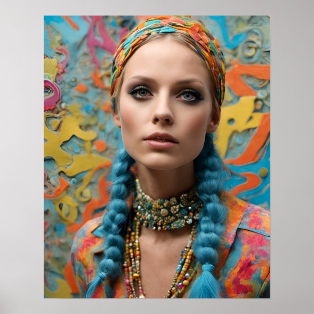 Poster Linda Mulher Hippie (Frente)