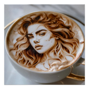Póster Linda mulher latte art