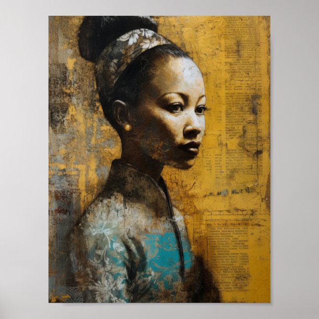 Poster Linda Mulher Mistura Pintura Mídia (Frente)