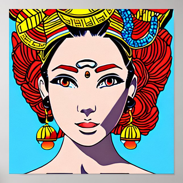 Poster Linda Mulher Na moda Haute Couture Estilo Anime (Frente)