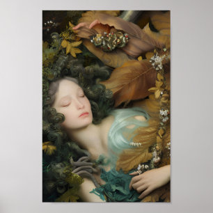 Poster Linda Mulher na Pintura da Natureza Colorida   5  