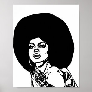 Poster Linda Mulher Negra Desenho de Tinta Afro