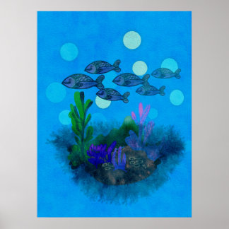 Poster Linda paisagem azul