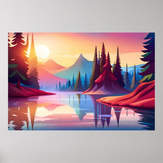 Poster Linda paisagem colorida (Frente)