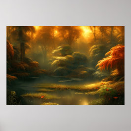 Poster Linda paisagem serena clássica de pequena creek po