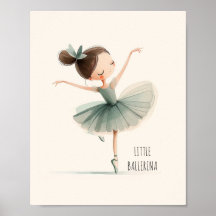 Linda Pequena Bailarina Dança de Ballet Aquarela