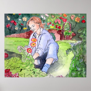 PÓSTER LINDA PINTURA DE COR DA ÁGUA POR HARRIET DAVIDSON