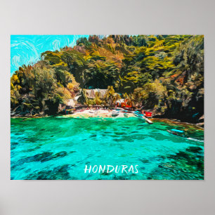 Poster Linda pintura de óleo tropical em Honduras