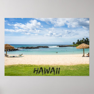 Poster Linda praia havaiana Sun Sand & Green Paradise