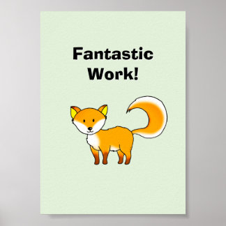 Poster Linda Raposa Laranja Trabalho Fantástico Recompens