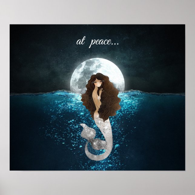 Poster Linda Sereia Em Paz Sob A Lua Completa (Frente)