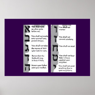 Poster Linda Tapeçaria dos Dez Mandamentos Hebraicos