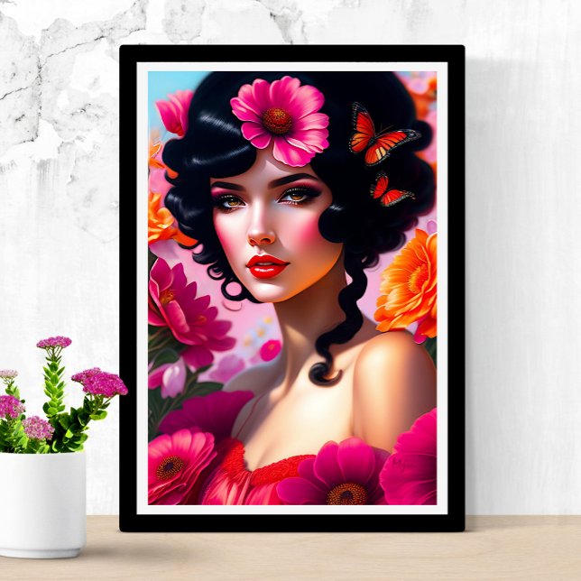 Poster Linda Vintage Lady Em Vermelho (Criador carregado)