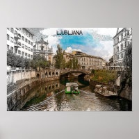 Linda Vintage Ljubljana Eslovênia Panorama View