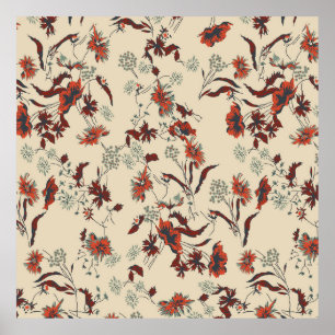 Poster Linda vintagem Padrão floral em muitos tipos