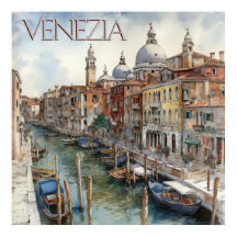 Linda Watercolor Venice Canal Viagem