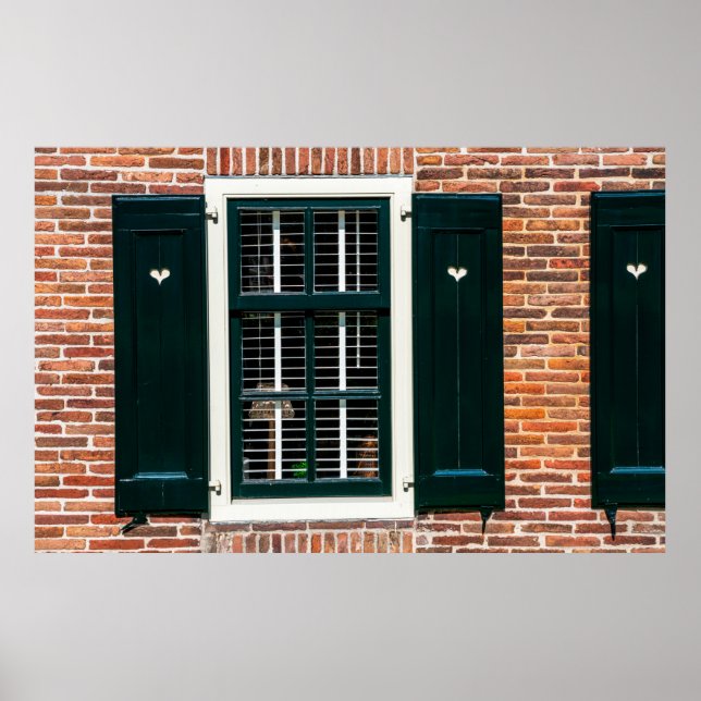 Poster Lindas casas tradicionais holandesas. Muro de tijo (Frente)