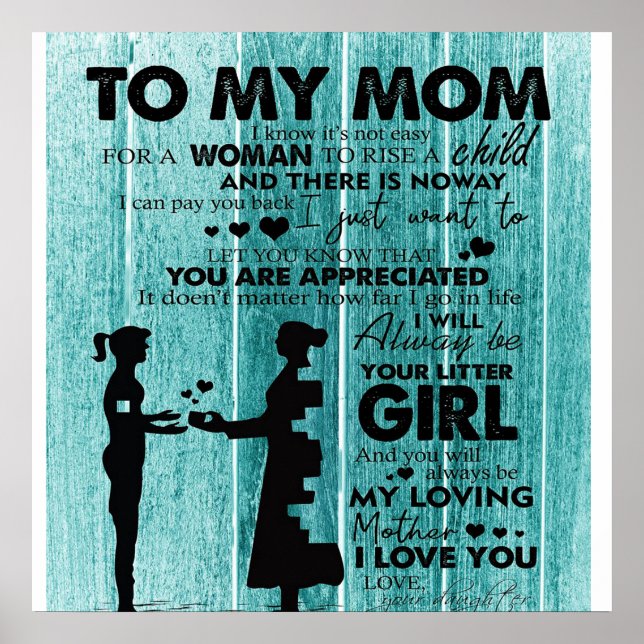 Poster Lindas Citações À Minha Mãe | Presente Para Mãe (Frente)