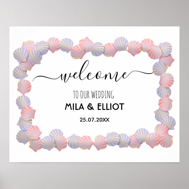 Poster Lindas conchas salgadas do mar (Frente)