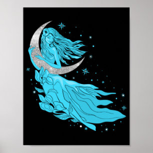 Poster Lindas estrelas da lua ilustração de arte femini