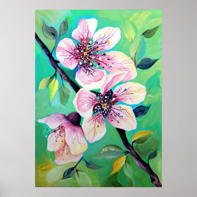 Poster Lindas Flores de Cerejeira Japonesa Sakura (Frente)