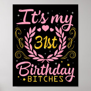 Poster Lindas flores e corações 31º aniversário feliz