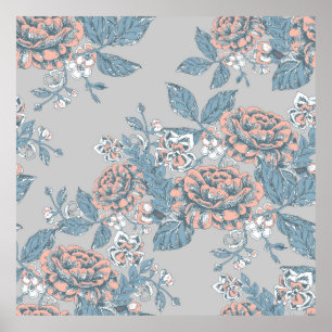 Poster Lindas flores. ornamentos monocromáticos. Pat sem 