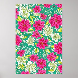 Poster Lindas flores roxas e brancas