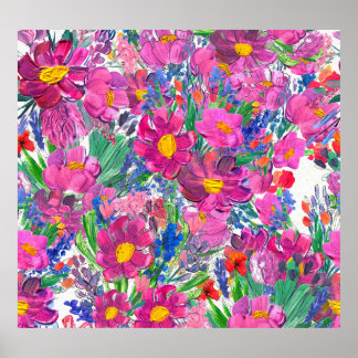 Poster Lindas flores silvestres: Artista desenhada à mão.