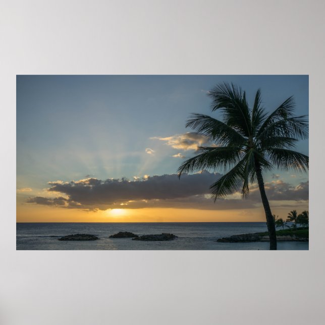 Poster Lindas Ilhas Nuvens de Palmeiras Sunset Beach (Frente)