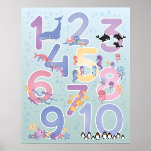 Poster Lindas ilustrações de animais marinhos Número 10