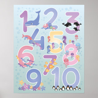 Poster Lindas ilustrações de animais marinhos Número 10