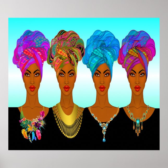 Póster Lindas mulheres afro-americanas/negras (Frente)