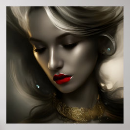 Poster Lindas mulheres loiras de bronze de ouro com lábio