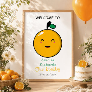 Poster Lindinha Laranja Cítrico 1º Aniversário