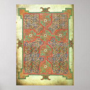 Poster Lindisfarne Gospels, página A.D. 698