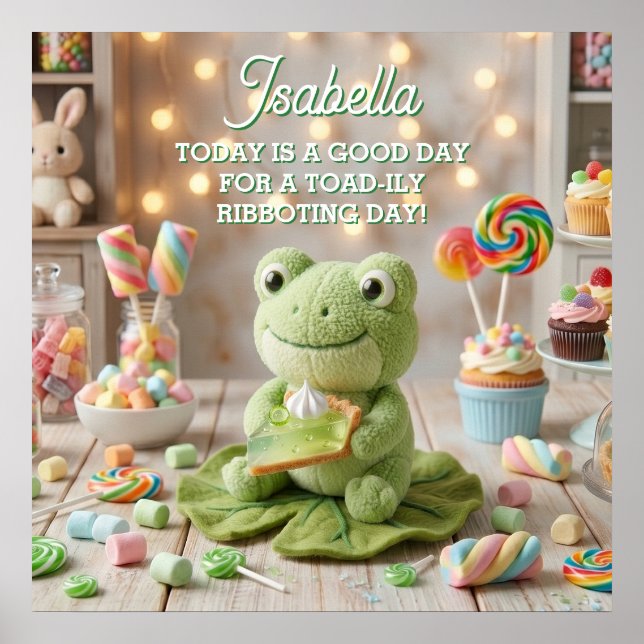 Poster Lindíssimo Sapo de Pelúcia segurando Torta de Limã (Frente)