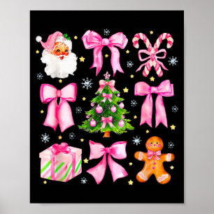 Poster Lindo Arco Coquete Rosa Árvore de Natal Papai Noel