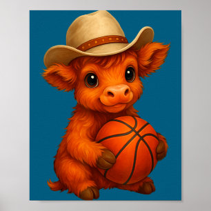 Poster Lindo bezerro de basquete de vaca das Terras Altas