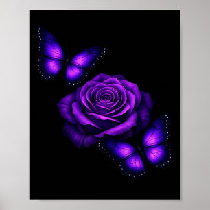 Poster Lindo Borboleta Rosa Roxa Borboleta Amantes