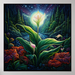 Poster Lindo Buquê de Flores de Aniversário Iluminadas Lí