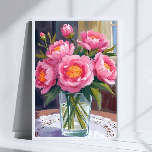 Poster Lindo Buquê de Flores Rosa | Floral de Peônia (Criador carregado)