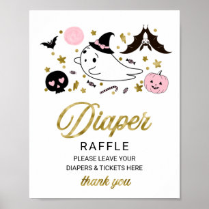 Poster Lindo Cartaz de Rifas de Fraldas para Chás de Bebê